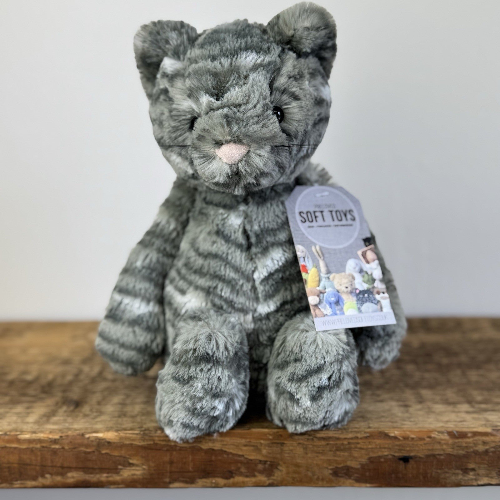 Jellycat Bashful Tabby Kitten - Grey Tabby Cat Soft Toy US Exclusive NWOT 12"