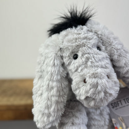 Jellycat Fuddlewuddle Donkey (First Release) Light Grey Textured Donkey Plush 8"