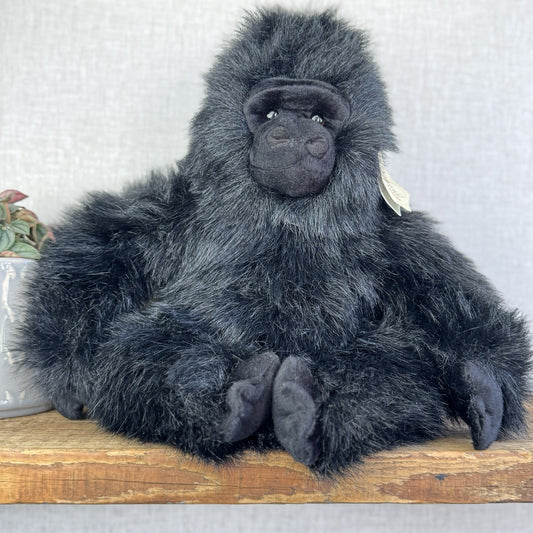 Aurora Miyoni Gorrila Large Black Fluffy Realistic Monkey Plush New Tags 14"