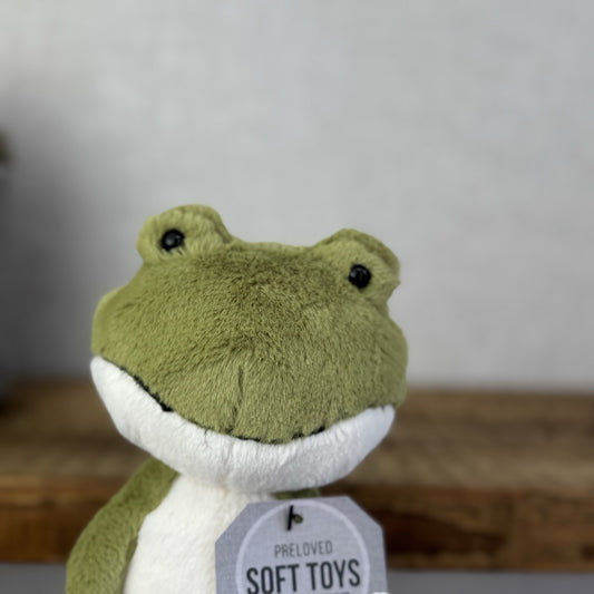 Jellycat Finnegan Frog - Fluffy Version Small Green Plush Frog Beanie 10"