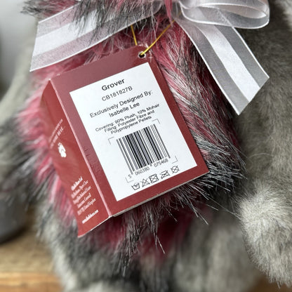 Charlie Bear Grover Teddy Bear - Grey/red Bear New Tags Isabelle Lee 32cm