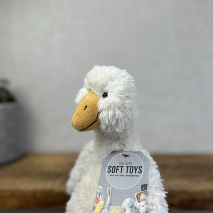 Jellycat James Goose Small - Small Cream Fluffy Goose Soft Toy Beanie 10”