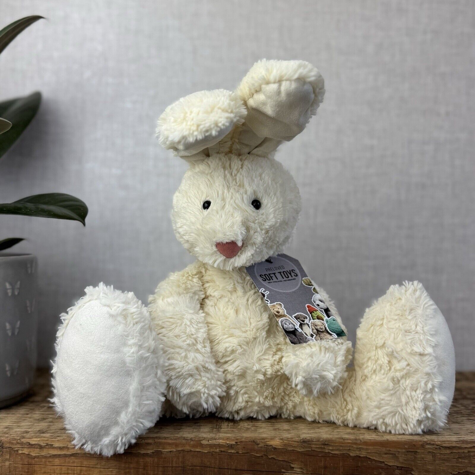 Jellycat Skiffle Bunny Rabbit - Cream Bunny Large Feet Standing Ears Vintage 12”