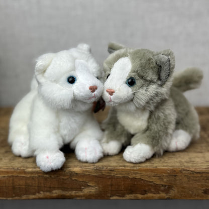 Living Nature Soft Toy Kitten Pair - Mini Grey Kitten & White Kitten 5"