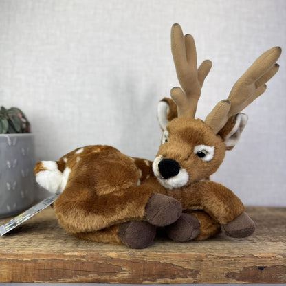 Living Nature Red Deer Stag - Laying Deer Woodland Soft Toy Plush Rare 10”
