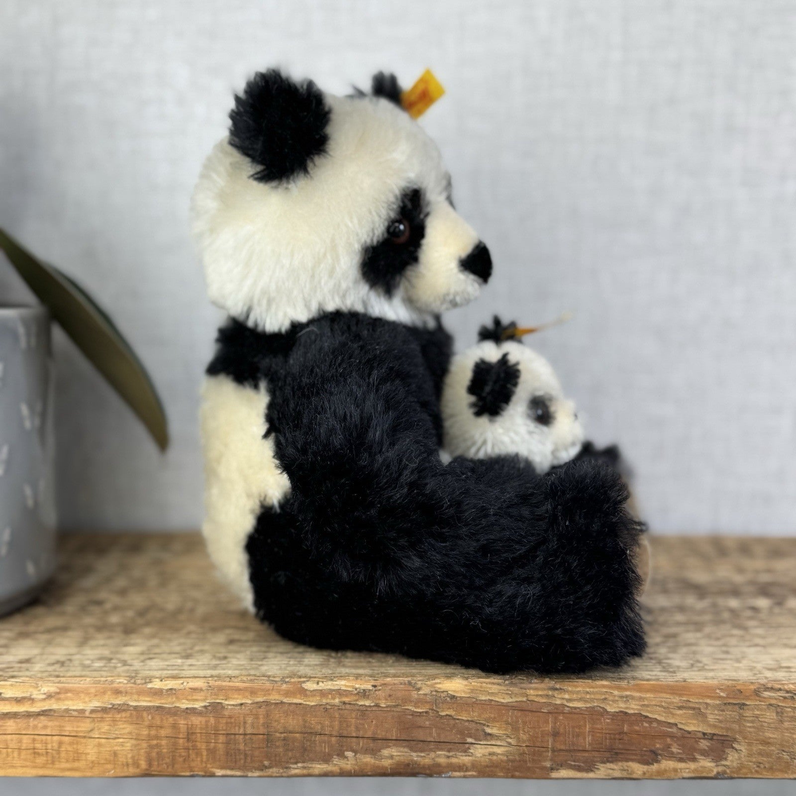 Steiff Vintage Panda Bear & Baby - Mohair Panda Rare Small 660818 Collector Item
