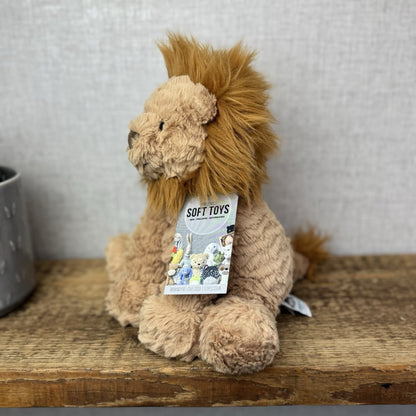 Jellycat Medium Fuddlewuddle Lion - Textured Sitting Lion Beanie Soft Toy 9”