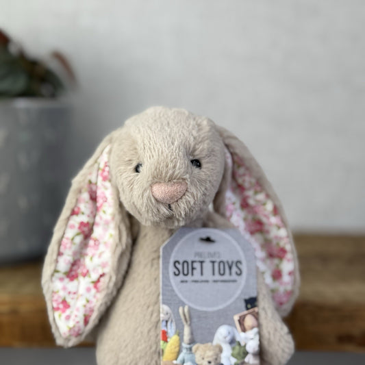 Jellycat Small Beige Blossom Bunny (First Release) White Floral Ears NWOT (#2)