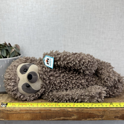 Jellycat Cicero Sloth - Curly Hair Large Light Brown Sloth Cuddly Beanie Tags