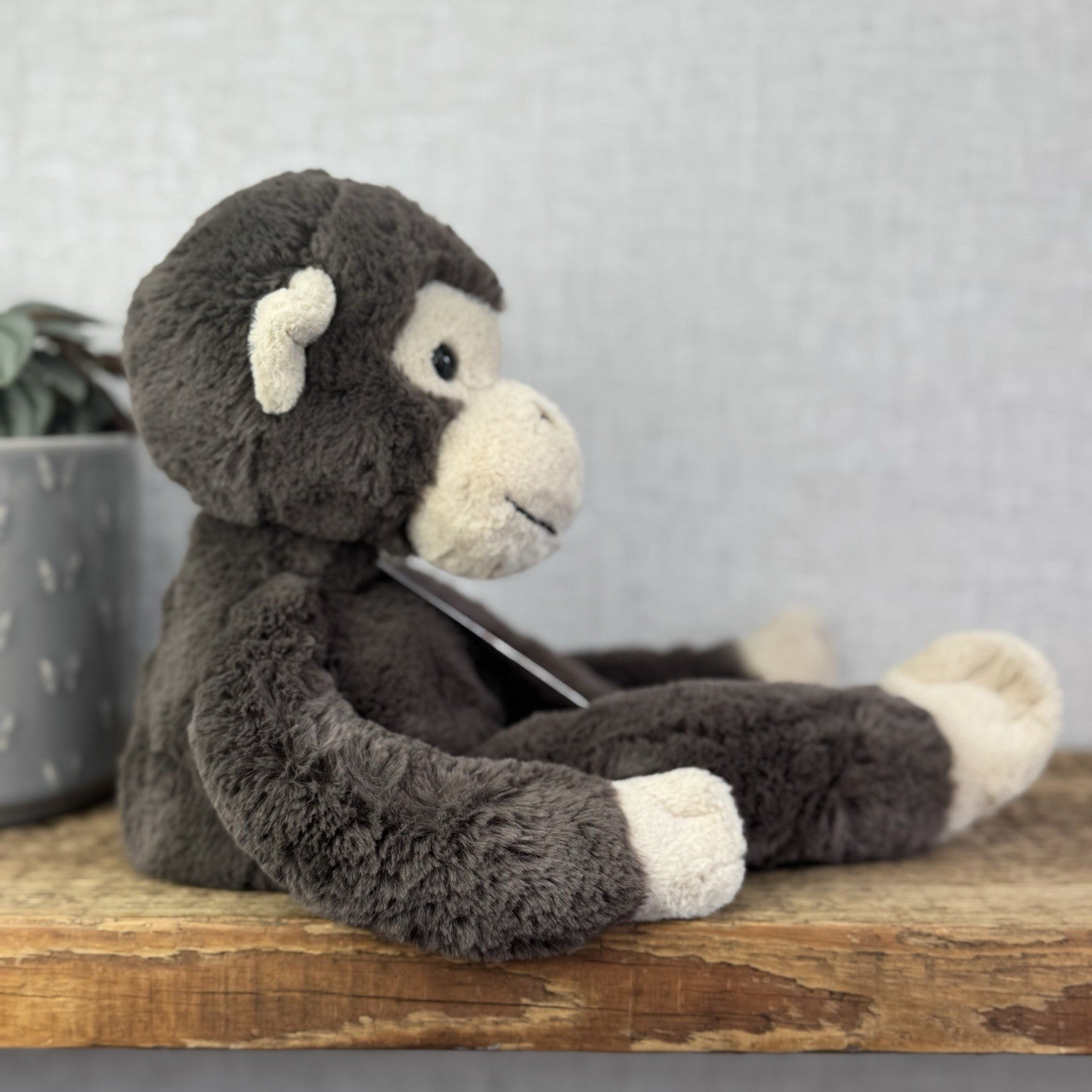 Jellycat Pandy Chimpanzee - Dark Grey Monkey Beanie Plush Retired 15"
