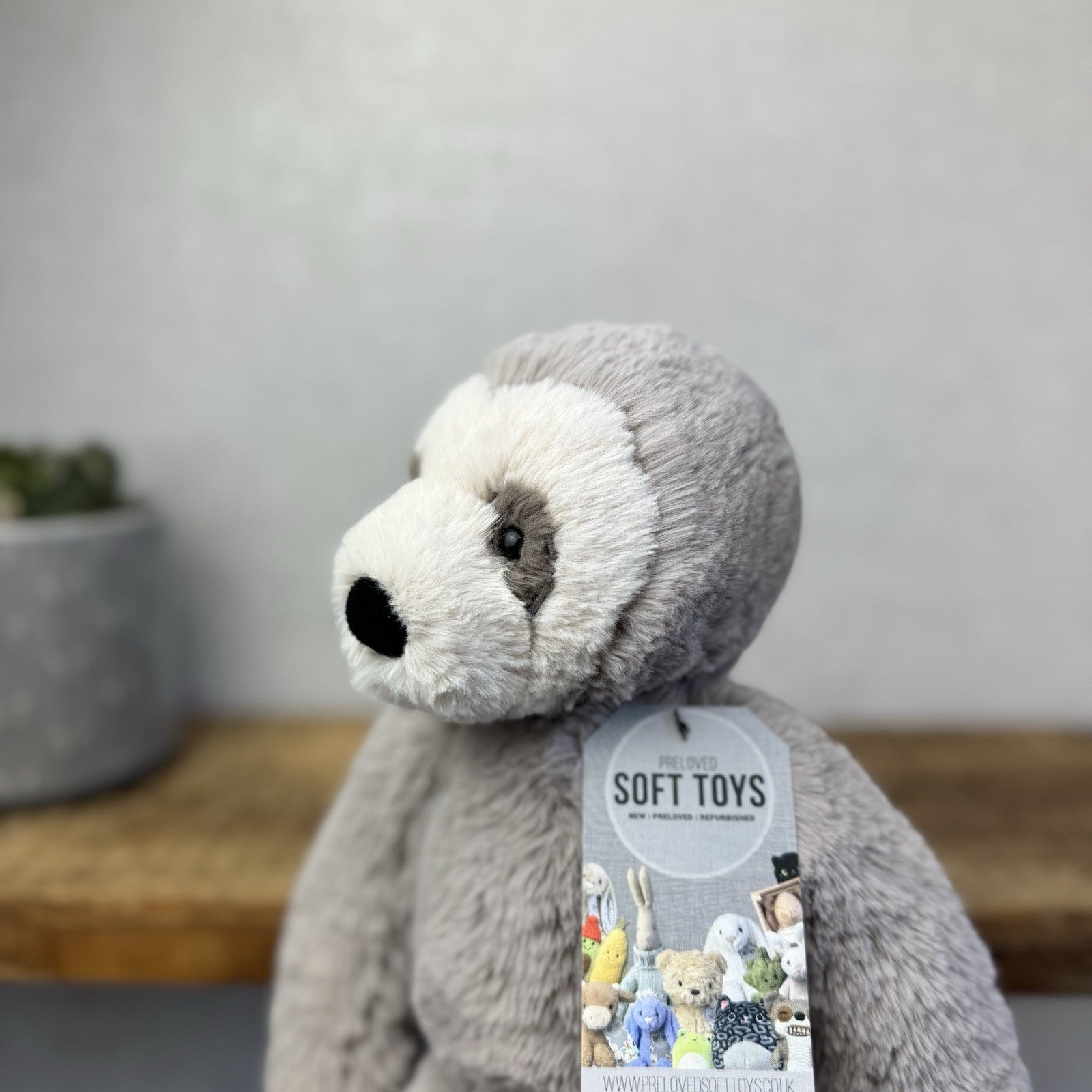 Jellycat Medium Bailey Sloth - Grey Sloth Plush Teddy Collectible 14”