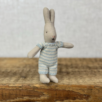 Maileg Micro Rabbit - Mint/Off White Knitted Romper Suit NWOT 