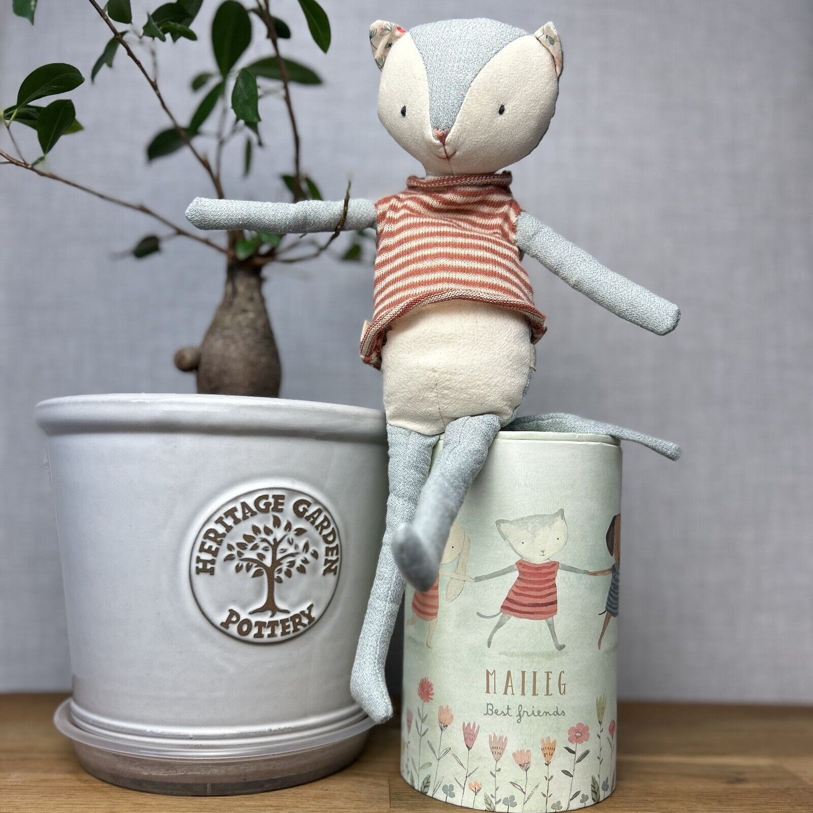 Maileg Best Friends Kitten - Maileg Cat In A Box - Boxed Linen Scandi Soft Gift 