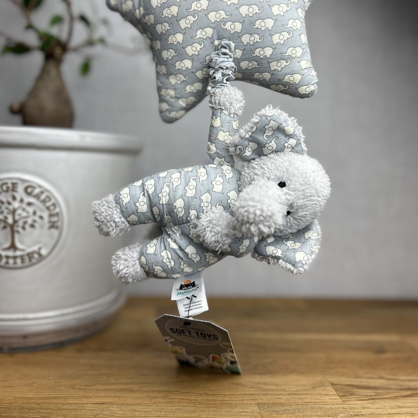 Jellycat Bedtime Elephant Musical Pull - Elephant Baby Mobile Retired Soft Toy