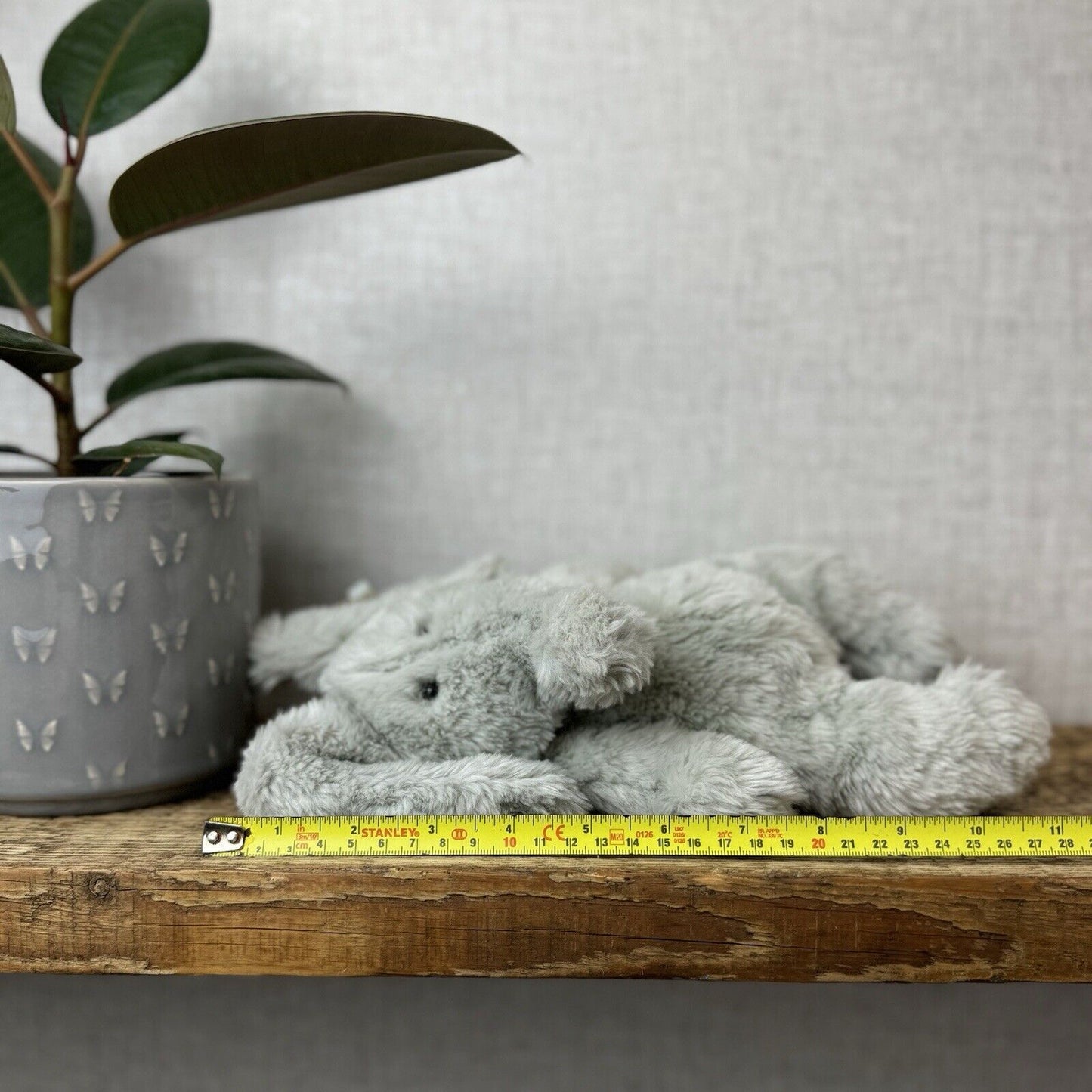 Jellycat Small Sguidgy Elephant - Vintage Grey Elephant Beanie With Tags 11"