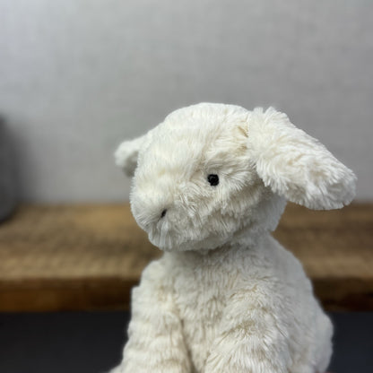 Jellycat Medium Fuddlewuddle Lamb - Old Style All Cream Textured Sitting Sheep 