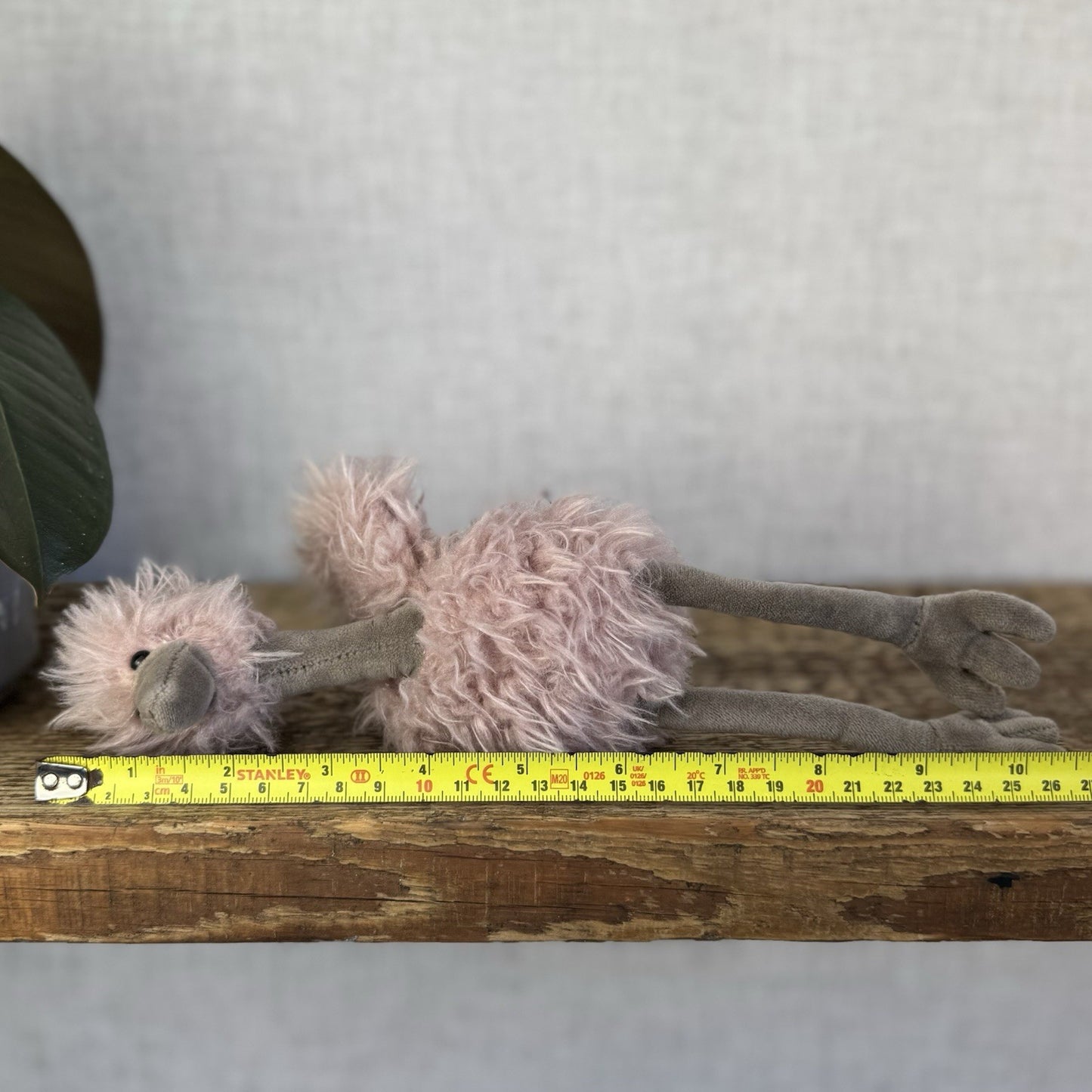 Jellycat Bonbon Ostrich Plush Toy - Small Fluffy Pink Ostrich Beanie Retired 10”