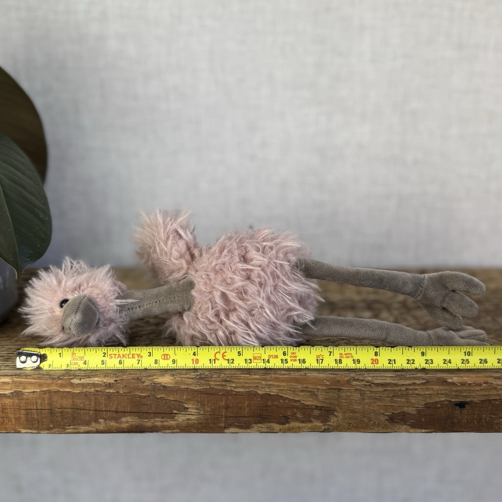 Jellycat Bonbon Ostrich Plush Toy - Small Fluffy Pink Ostrich Beanie Retired 10”