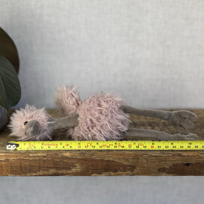 Jellycat Bonbon Ostrich Plush Toy - Small Fluffy Pink Ostrich Beanie Retired 10”