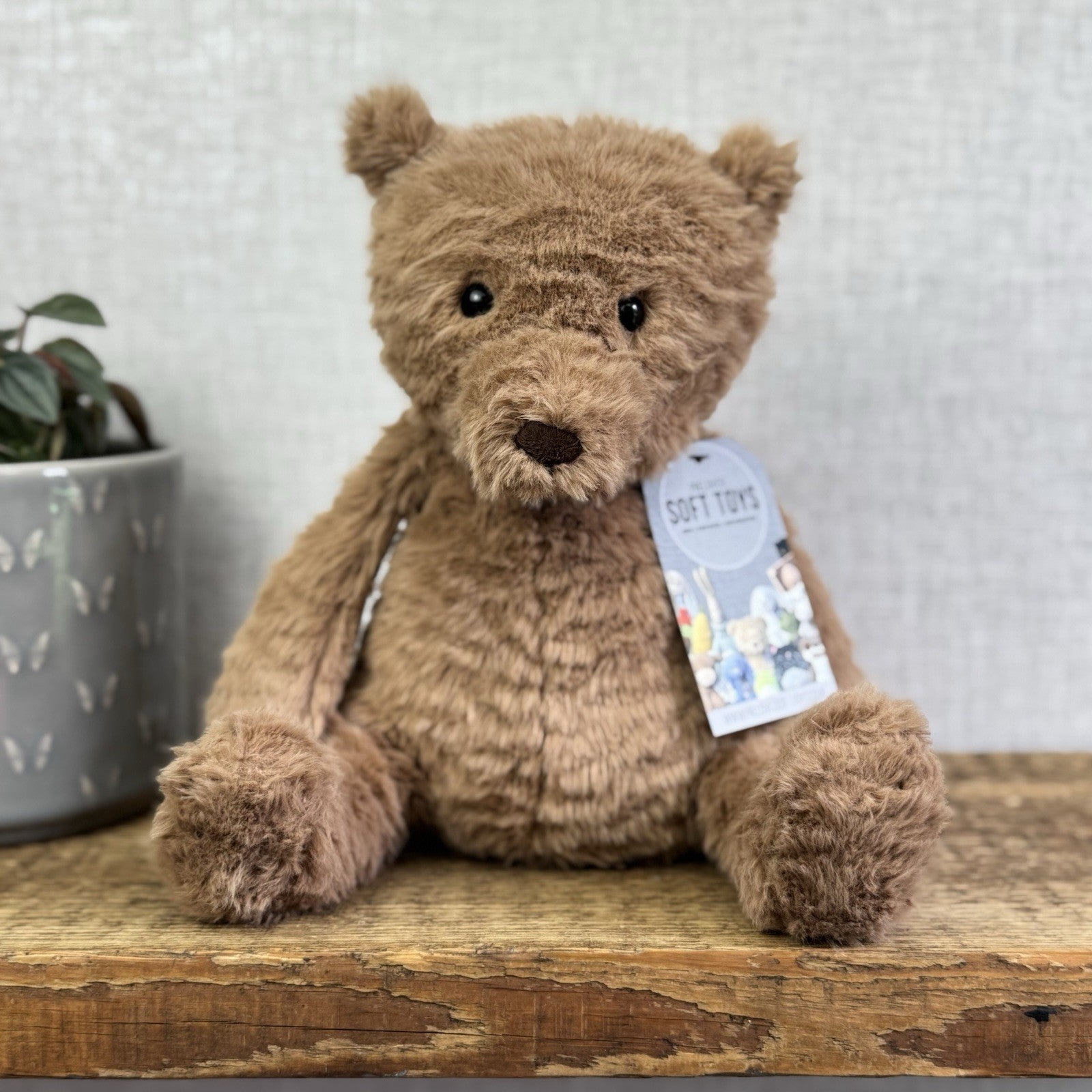 Jellycat Cocoa Bear - Medium Brown Textured Bear Beanie Plush Toy Retired 12"