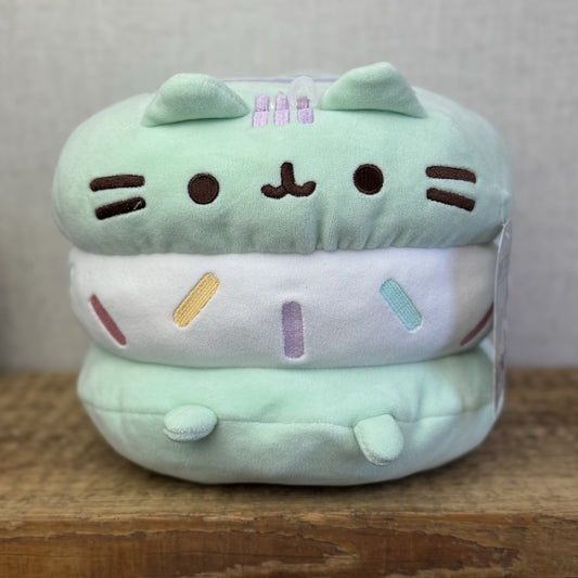 Gund Pusheen Cat Mint Green Ice Cream Sandwich Cat Large 10"