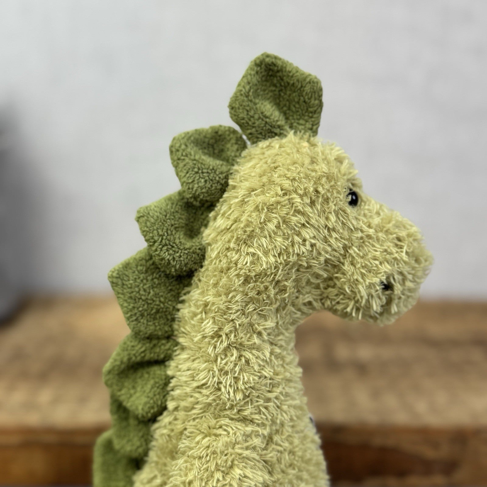 Jellycat Dippy Dinosaur - Sitting Green Curly Textured Dino Plush Rare 12"