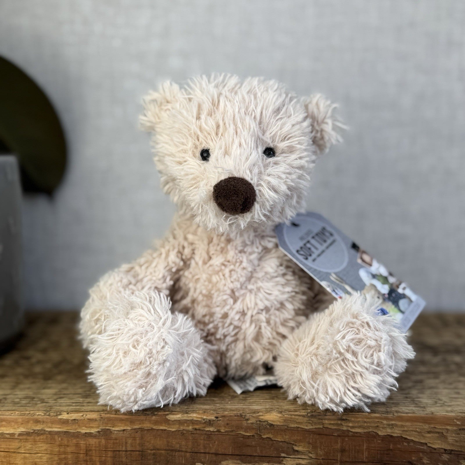 Jellycat Small Biscuit Bear - Curly Off White Small Beanie Bear Rare Retired 7"