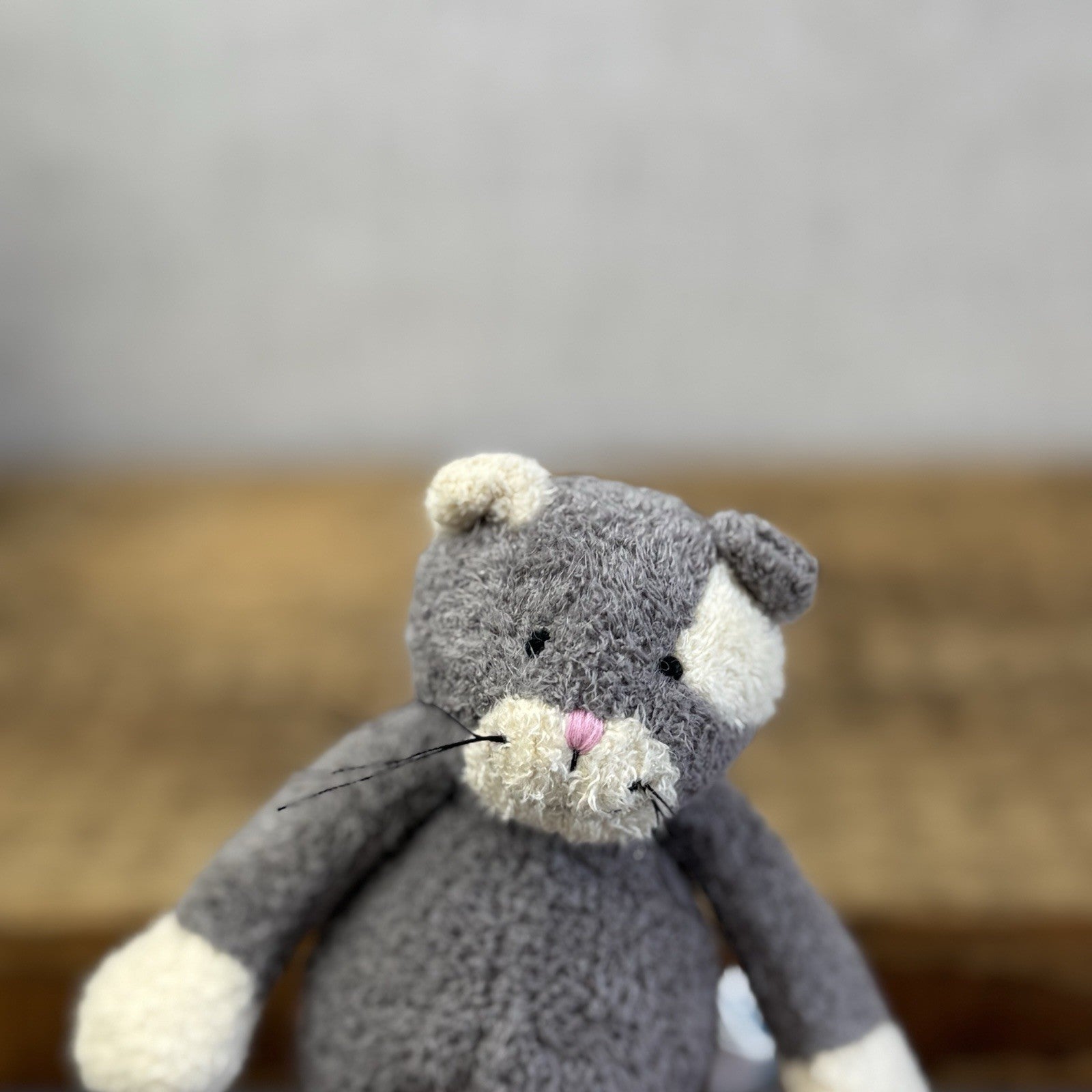 Jellycat Tiny Baby Bunglie Kitten - Miniature Vintage  Grey Cat Partial Tag 5”