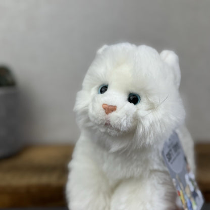 Animal Alley Realistic White Fluffy Cat - Fluffy Beanie Mini Cat Soft Toy 8"