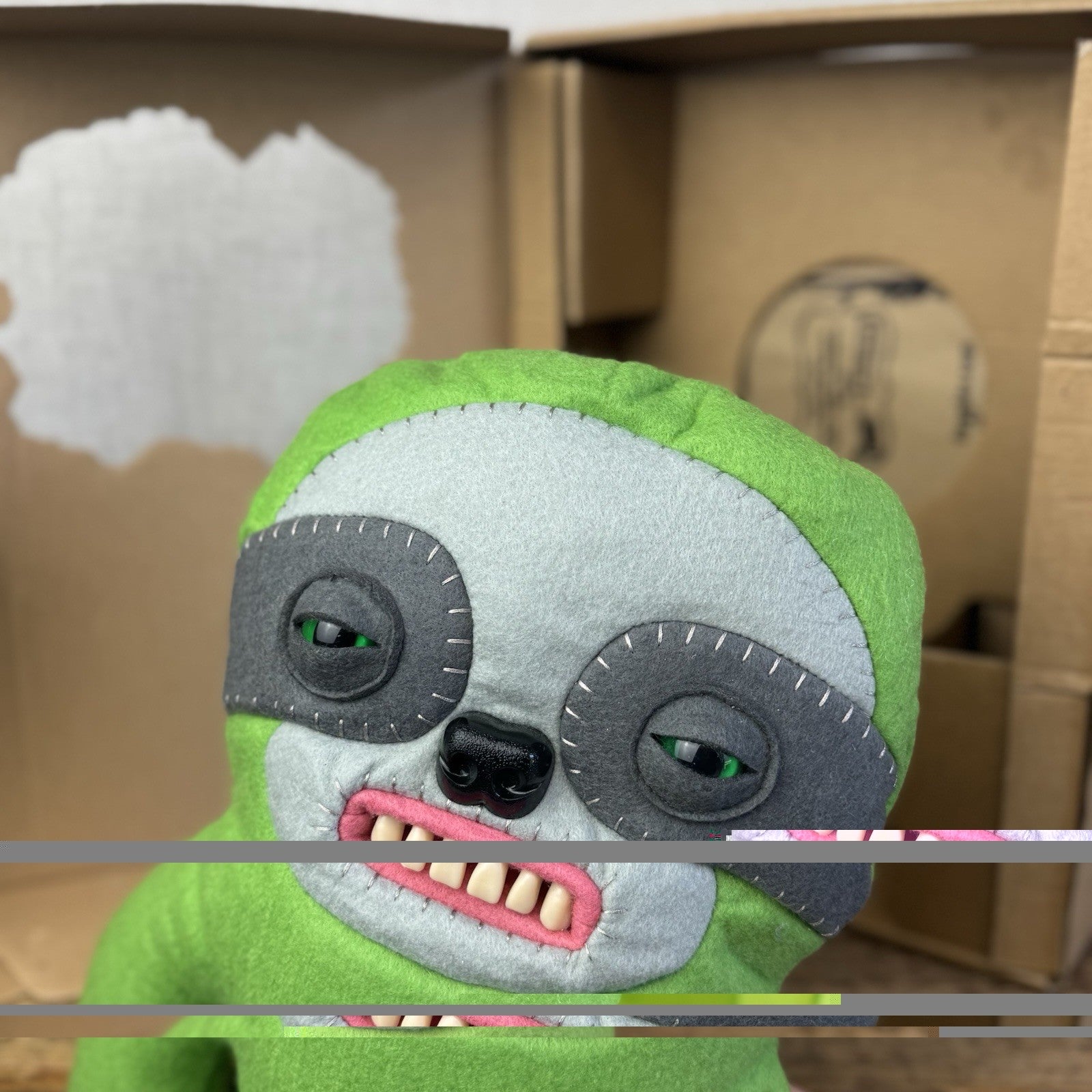 Fuggler Large Green Sickening Sloth - Large Green Sloth Claws Large 14" BNIB