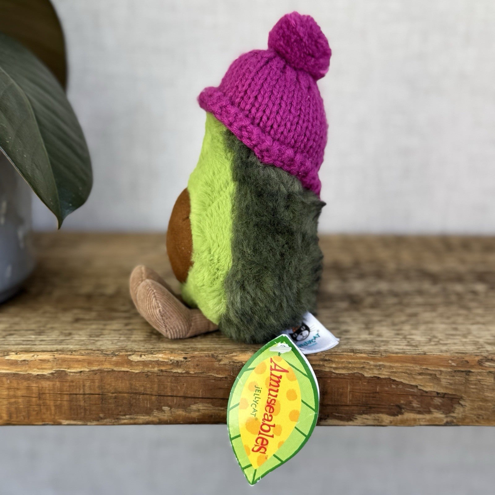 Jellycat Fuscia Cozi Amuseable Avocado - Purple Bobble Hat Plush Soft Toy New 6”