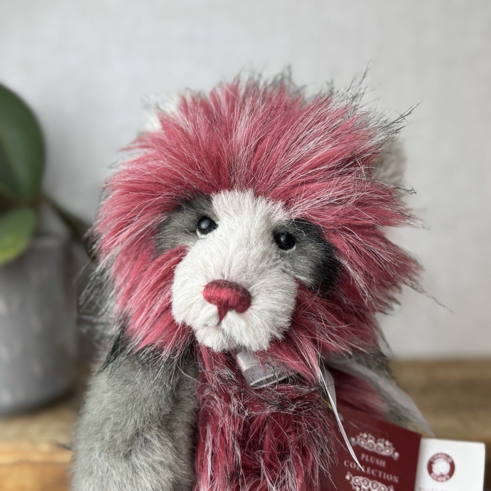 Charlie Bear Grover Teddy Bear - Grey/red Bear New Tags Isabelle Lee 32cm