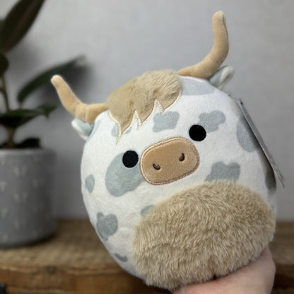 Squishmallows Borsa The Highland Cow - Squishy Cow With Horns Soft Toy 7.5”