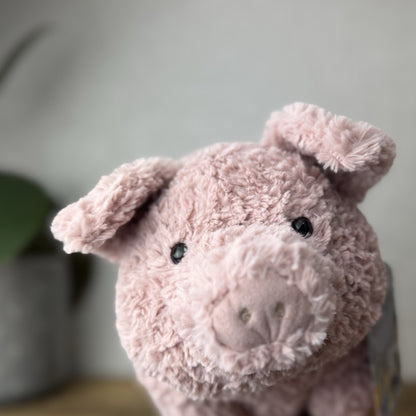 Jellycat Rondle Pig - Large Textured Sitting Pink Piglet Plush Rare Retired 8”