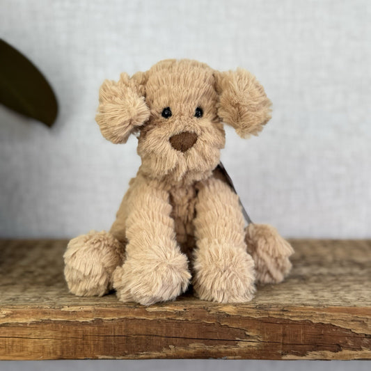 Jellycat Small Fuddlewuddle Puppy - Small Sitting Textured Honey Dog Retired 6"