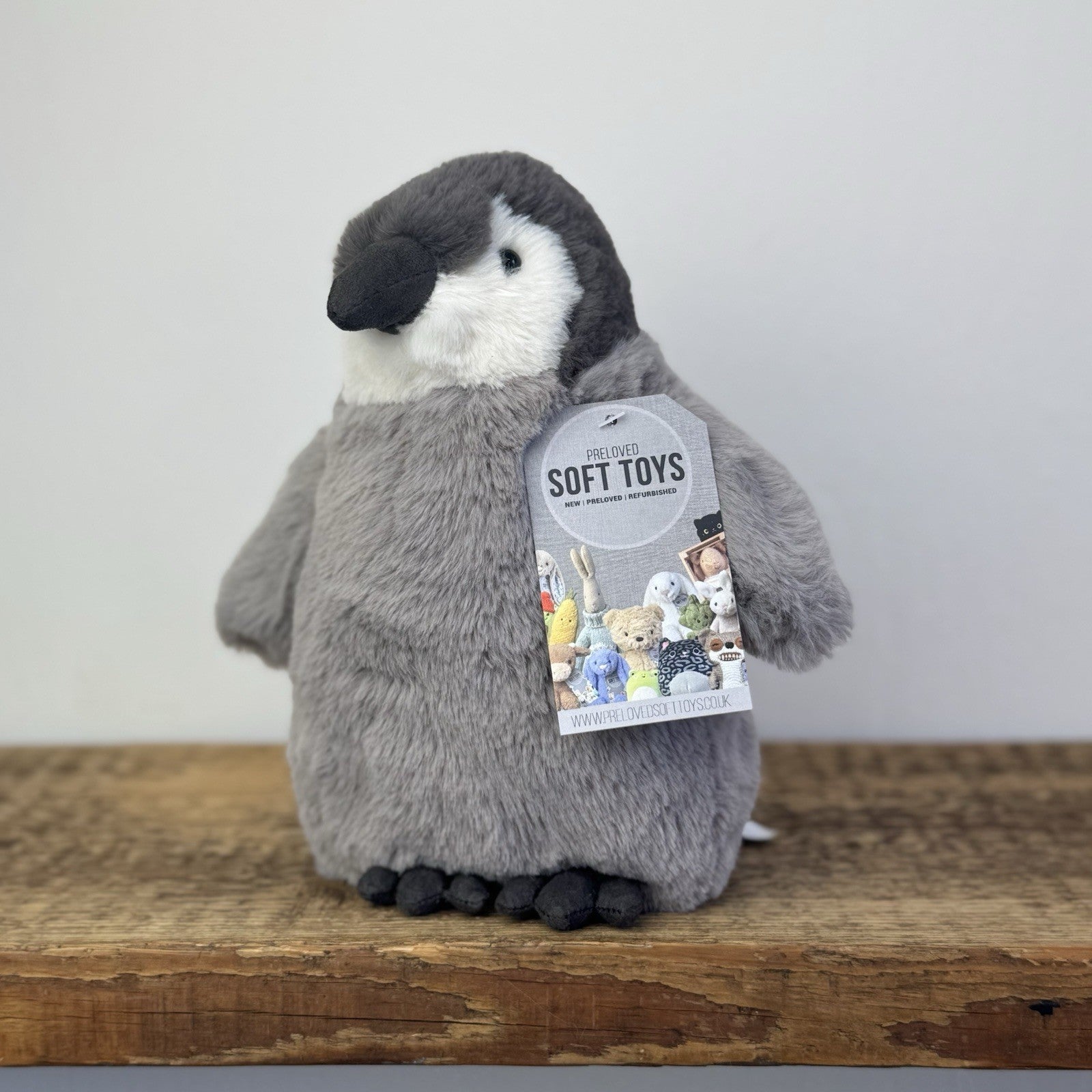 Jellycat Small Percy Penguin - Small Grey Fluffy Penguin Soft Toy Beanie 8"