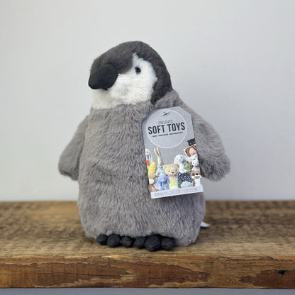 Jellycat Small Percy Penguin - Small Grey Fluffy Penguin Soft Toy Beanie 8"