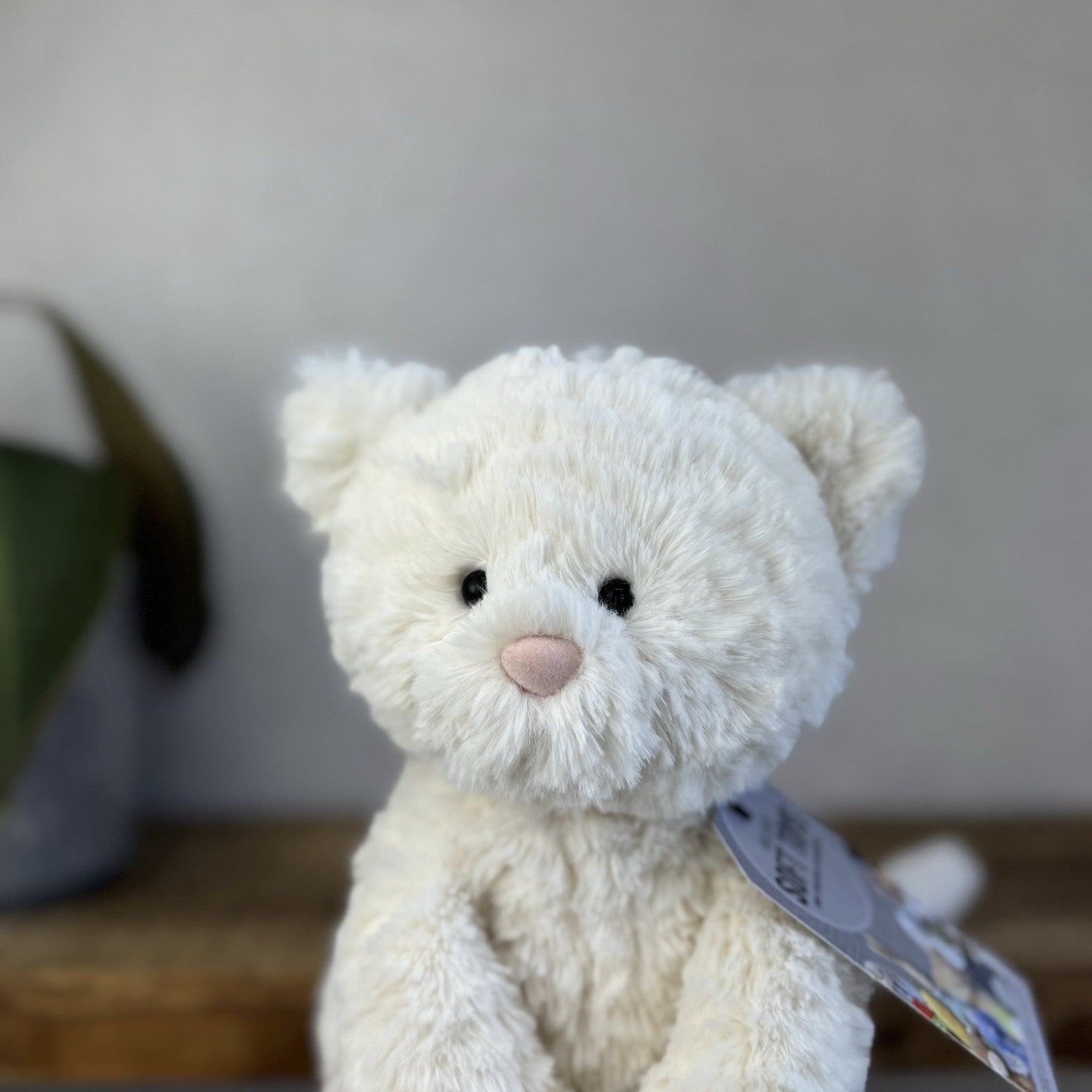 Jellycat Medium Fuddlewuddle Kitty - White Textured Sitting Cat Beanie Plush 8”