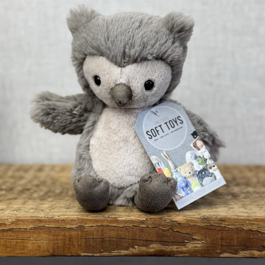 Jellycat Willow Owl Small Retired Grey Fluffy Small Owl Beanie Retired 8”