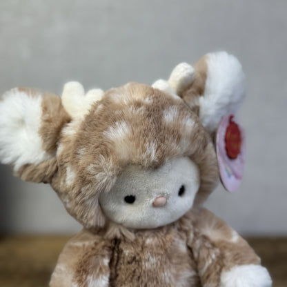Keel Toys Snugglebies Soft Toy Deer Plush Beanie - Small Cute Winter Plush Tags