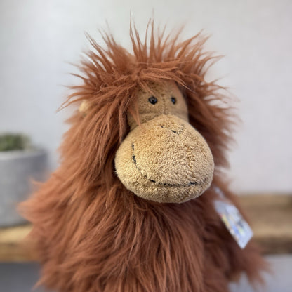 Jellycat Medium Max Monkey - Fluffy Long Hair Monkey Plush Beanie Retired 16"