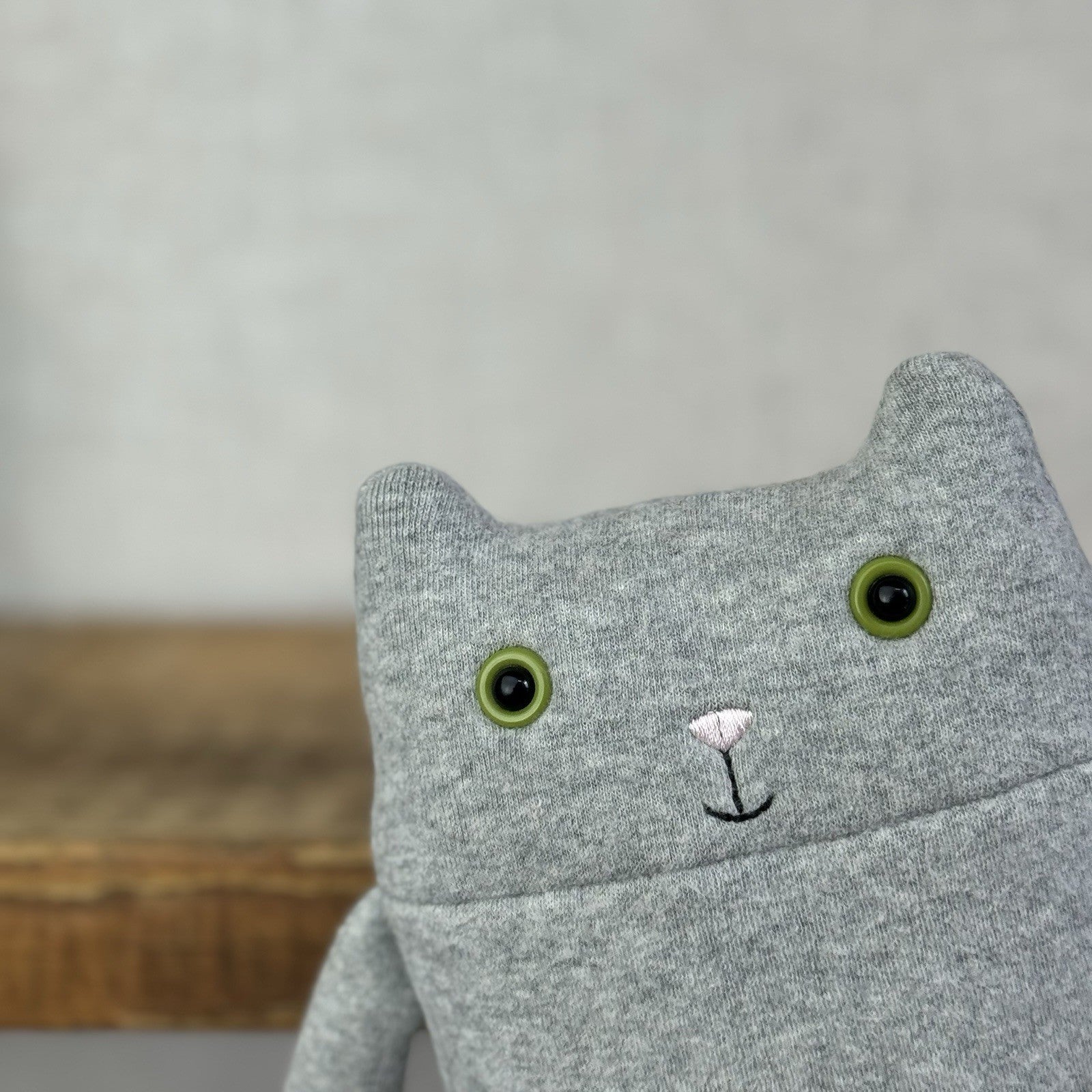 Jellycat Geek Cat - Grey Kitty Green Eyes - Retired Jellycat Kitten 10”