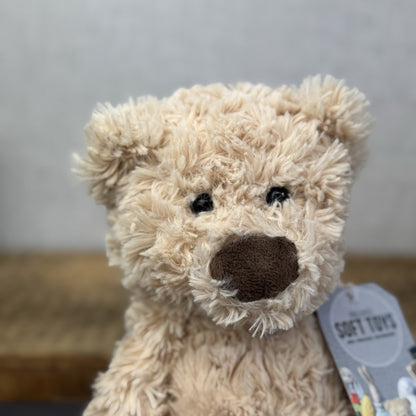 Laura Ashley Bear Plushie Soft Toy - Textured Light Gold Floppy Beanie Bear 14"