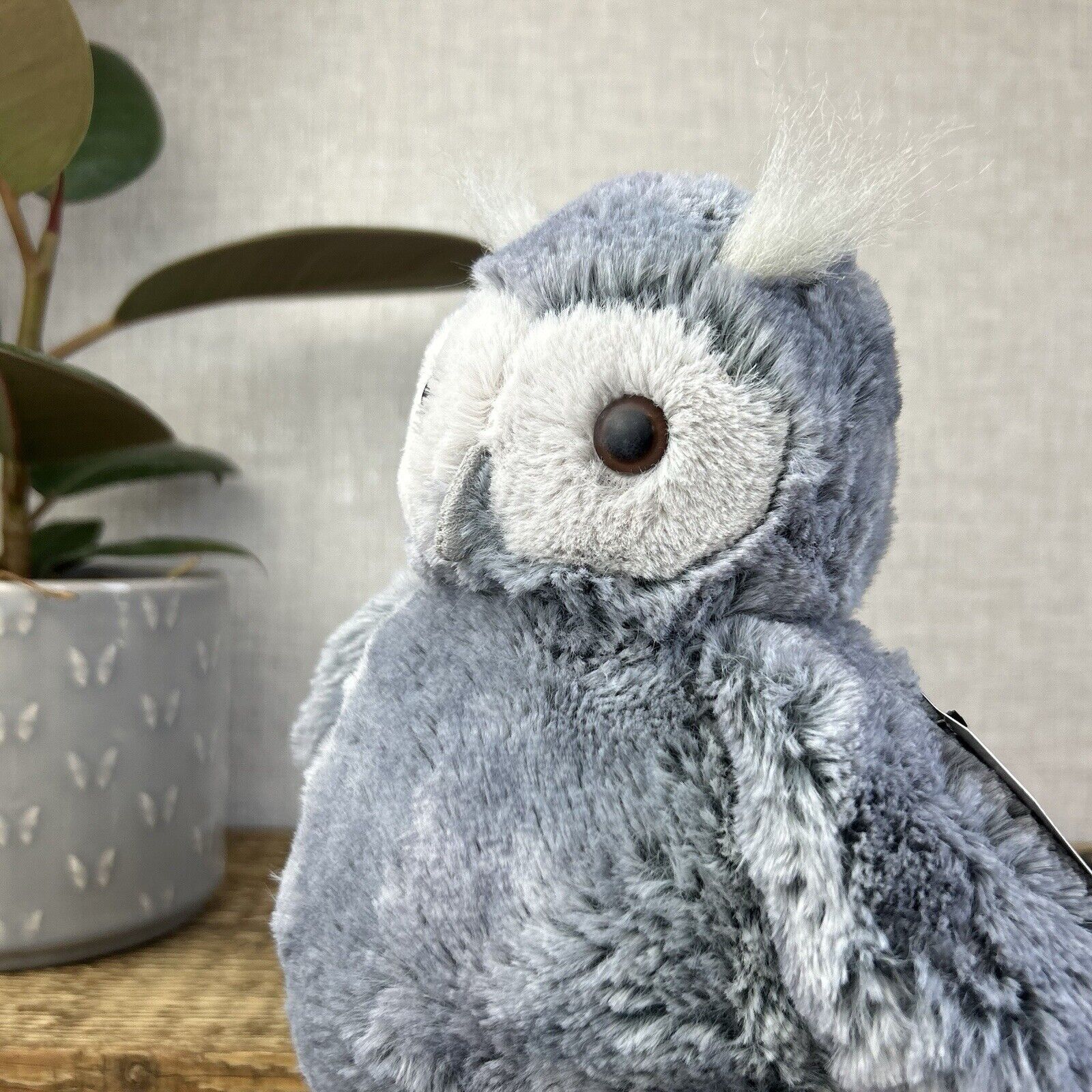 Jellycat Bashful Owl Forest Folk Oak Owl Retired Grey/Silver Woodland Owl 12"