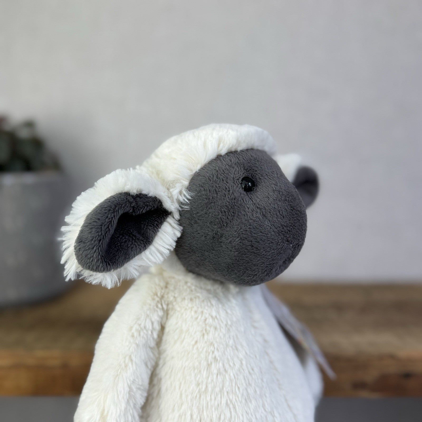 Jellycat Medium Bashful Grey Face Lamb - Medium Cream Lamb Beanie Plush 12"