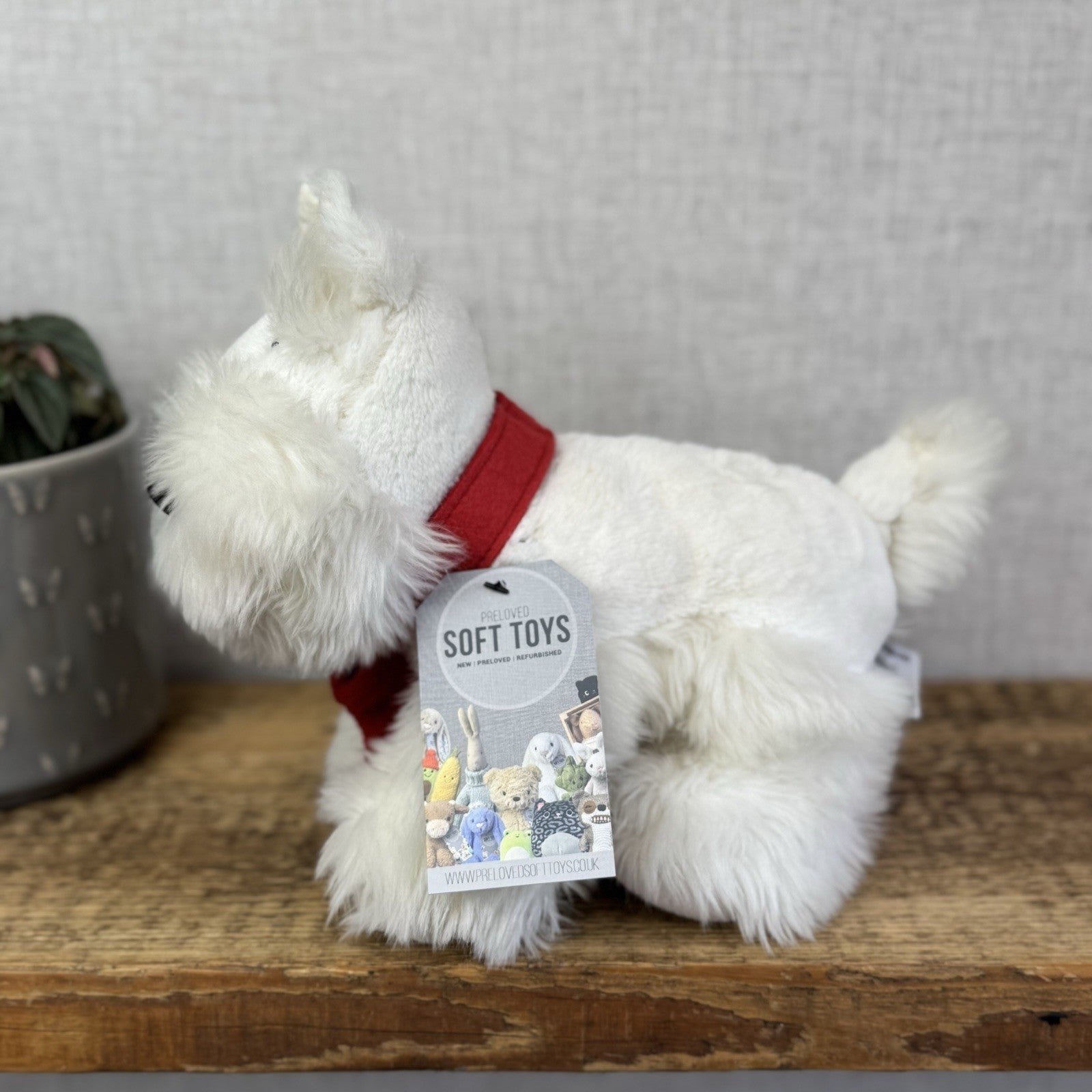 Jellycat X John Lewis Collab - Christmas Terrier Beanie Soft Toy Puppy Westie 8"
