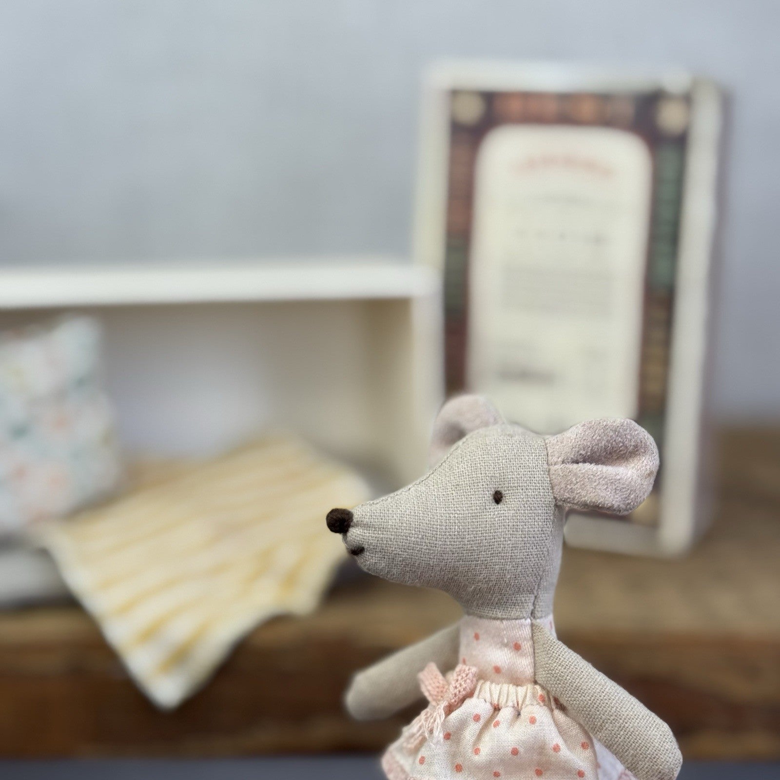 Maileg Little Sister Mouse Dotted Skirt Retired (16-0722-01)
