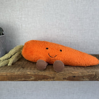Jellycat Large Amuseable Carrot - Orange Fluffy Carrot Beanie Plush Retired 15"