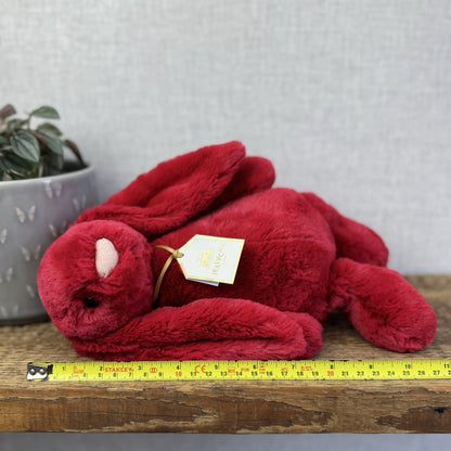 Jellycat Original Bashful Luxe Bunny Scarlett - Red Fluffy Bunny White Tail NWT