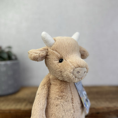 Jellycat Bashful Cow - Tan Golden Brown Cow Medium Soft Toy Retired 12"